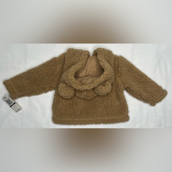 3 - 6 month 7 For All Mankind fuzzy tan jacket w/ ears on hood unisex 3 - 6 mo - Picture 6 of 8